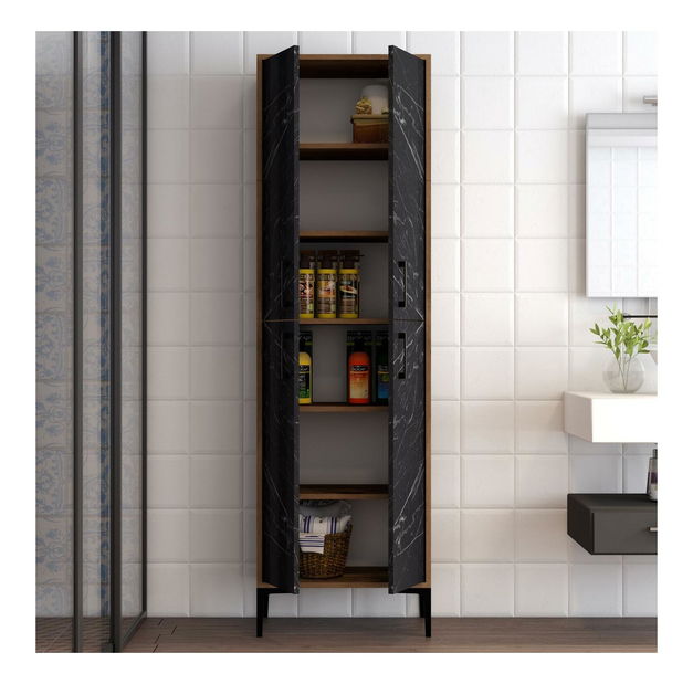 Policová skříň Berina 1 (ořech + černá)