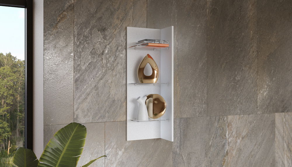 Závěsný regál Henry Typ 03 (bilá + bílý vysoký lesk)