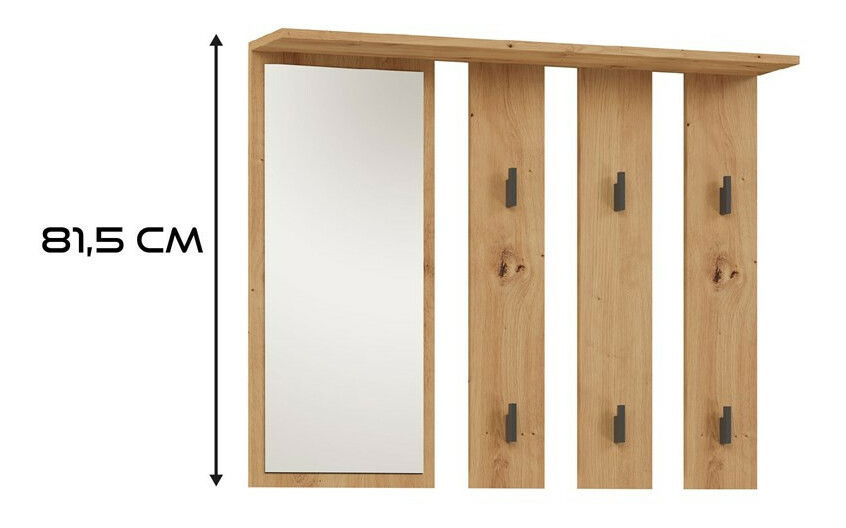 Věšákový panel Puntuable 1 (dub artisan) (se zrcadlem)
