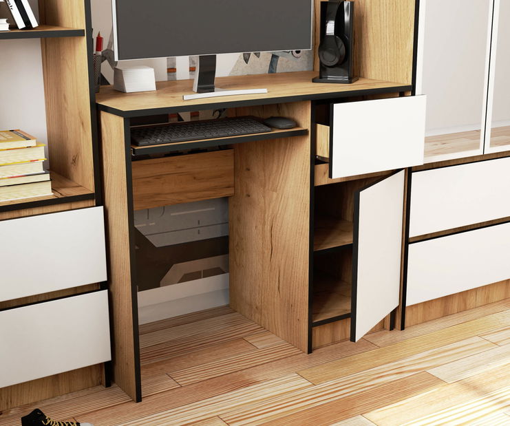 PC stolek Bhaskar (dub craft + bílá) (P)