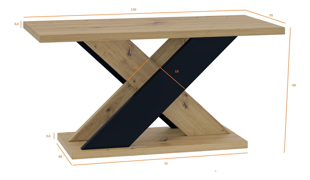 Konferenční stolek Xalin (artisan + černá) *výprodej