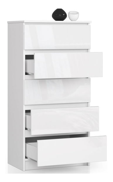 Komoda Kalista V (bílý lesk)