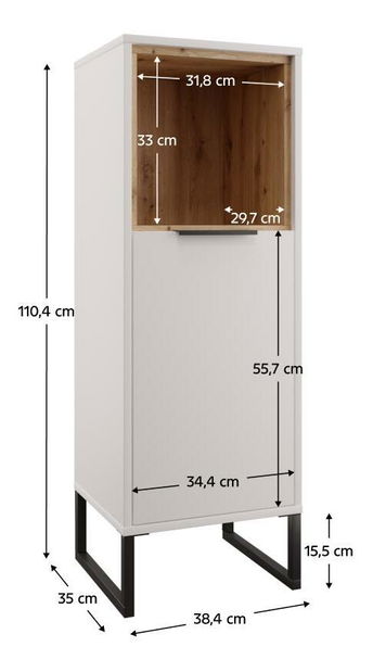 Skříňka Cubin 02 (bílá + dub artisan)