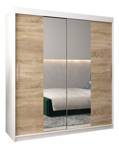 Šatní skříň 180 cm Toki 1 (Bílá matná + Dub sonoma)