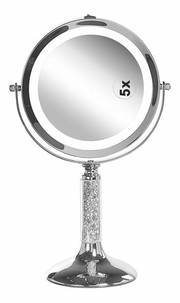 Makeup zrcadlo ø 18 cm Baix (stříbrná) (s LED osvětlením)