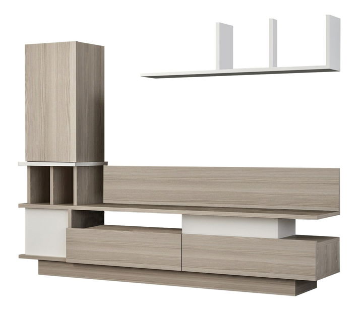Obývací stěna Colin (Bílá + Světle hnědá)