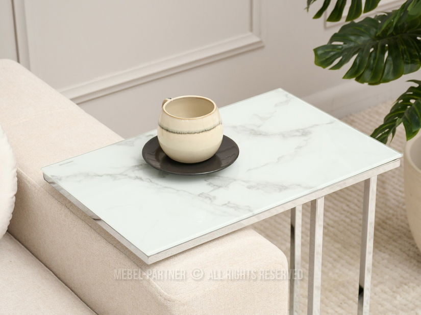 Konferenční stolek Vasho (bílá + chromová)