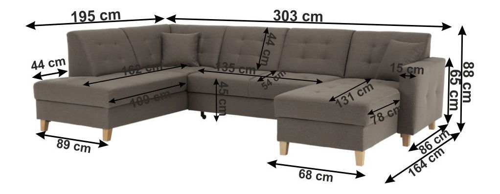 Sedačka ve tvaru U Brodgat L2BL-STARK-373 (šedohnědá taupe) (L)