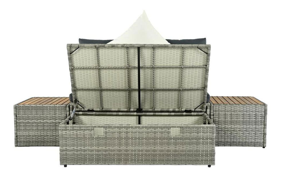 Zahradní ratanový set Debora (šedá + přírodní + krémová)