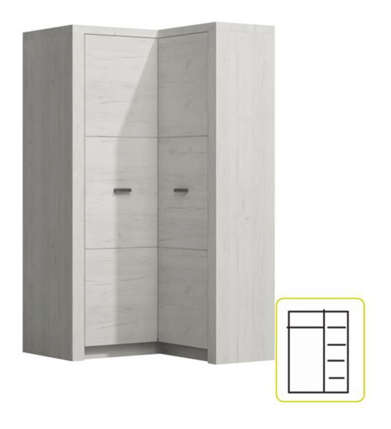 Rohová šatní skříň Inneas 14L (jasan bílý)