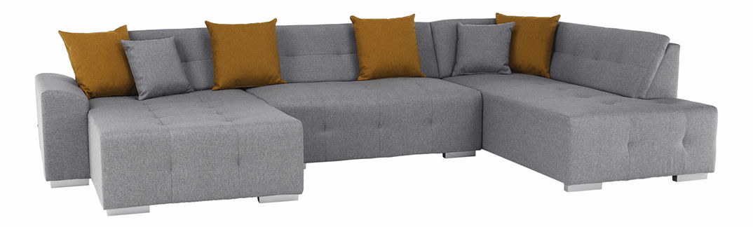 Rohová sedací souprava Bellina (šedá + hořčicová) (P)