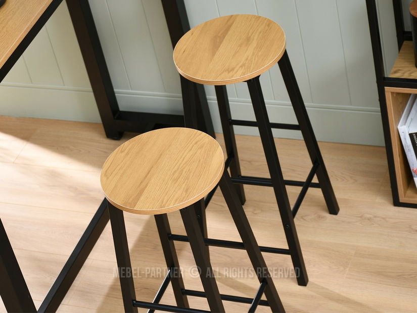 Barová židle Fukando (dub + černá)