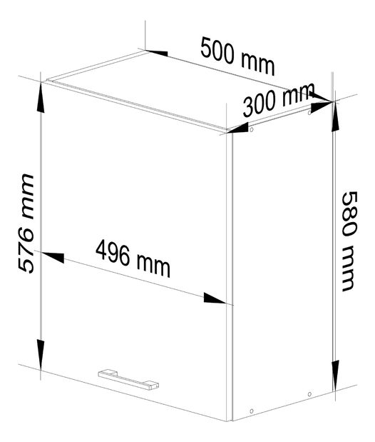 Horní kuchyňská skříňka Ozara W50 H580 (bílá)
