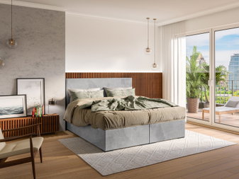Boxspring postel 140 cm Lemmy (šedá) (s matrací a úl. prostorem)