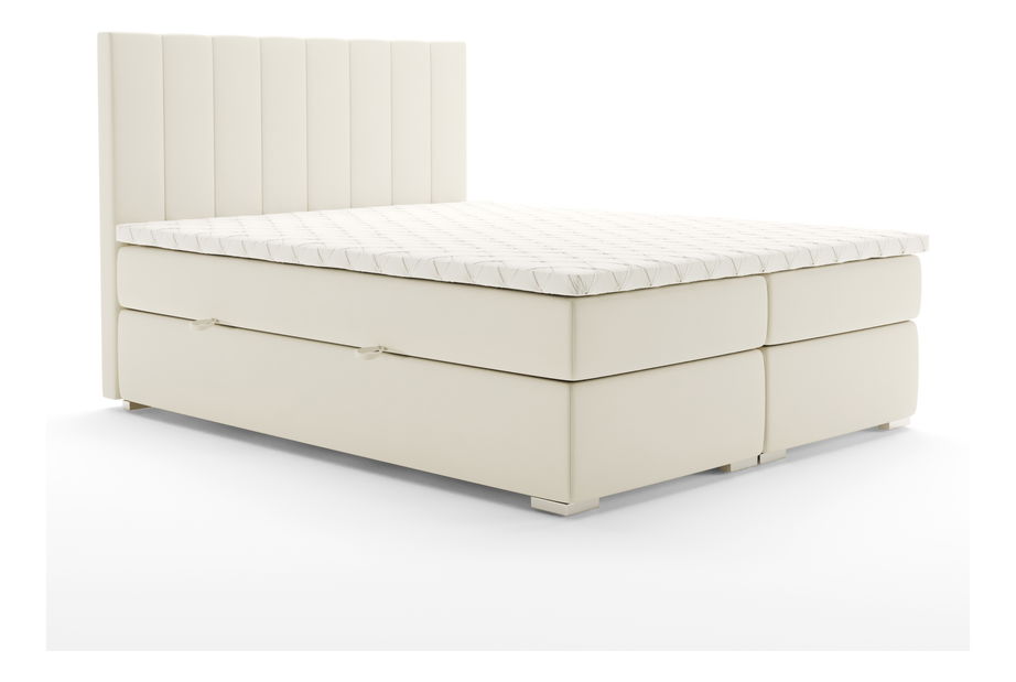 Boxspring postel 180 cm Pugno (smetanová) (s úložným prostorem)