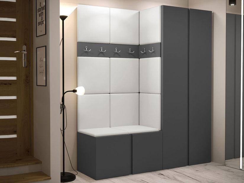 Předsíňová sestava Timothy III (grafit) (ekokůže Soft 017 (bílá))