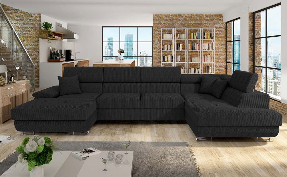 Rohová sedací souprava U Alphard (černá)