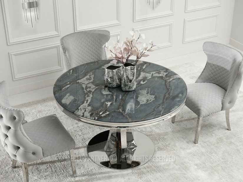 Jídelní stůl West (šedomodrá + chromová)