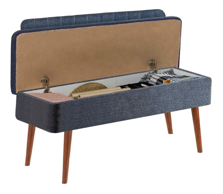 Lavice Vlasta 1 (ořech + tmavě modrá) (s úl. prostorem)