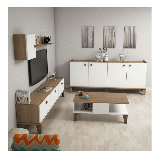 Sestava nábytku do obývacího pokoje Sommer 2 (dub + bílá)