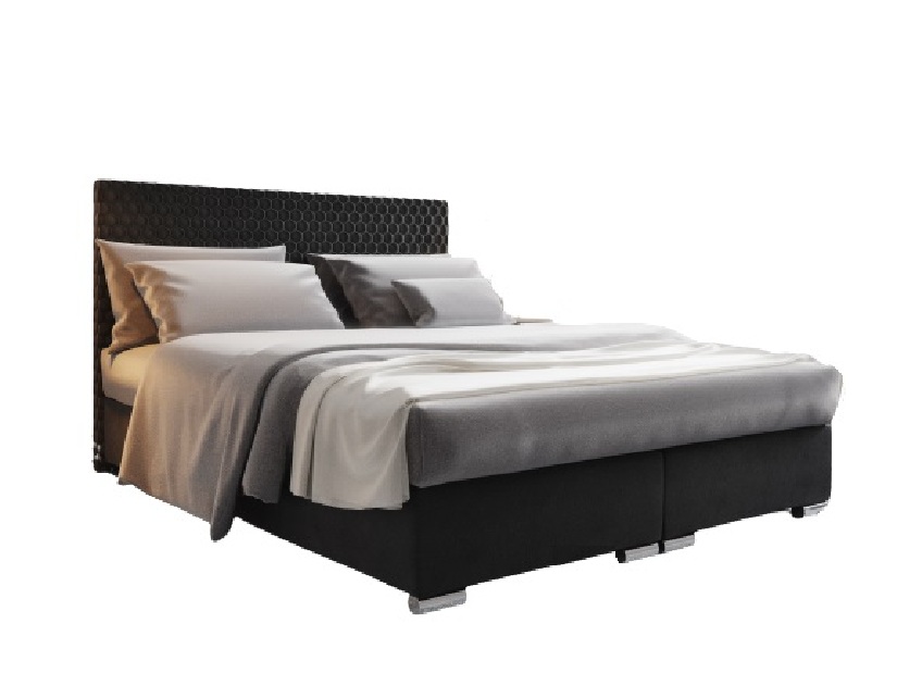 Boxspring postel 180 cm Harlan Comfort (černá) (s roštem, matrací a úl. prostorem)