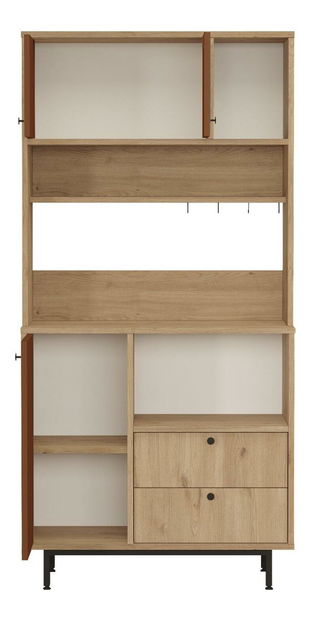 Policová skříň Rebutia 4 (dub + cihlová)