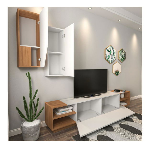 Obývací stěna Ziva 2 (bílá + teak)