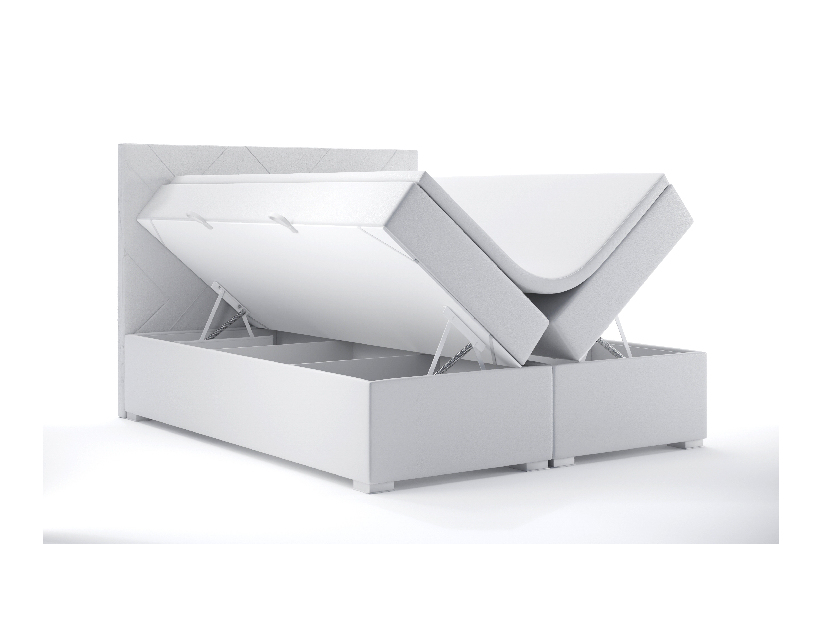 Boxspring postel 140 cm Melo (bílá ekokůže) (s úložným prostorem)