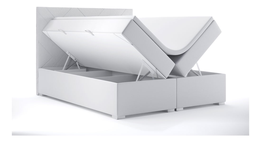 Boxspring postel 140 cm Melo (bílá ekokůže) (s úložným prostorem)