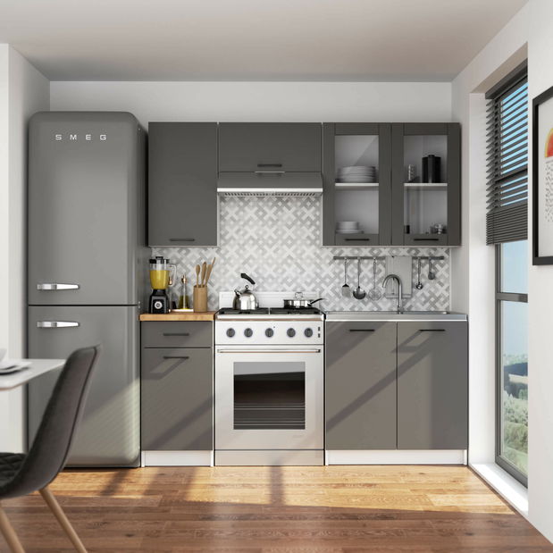 Horní kuchyňská vitrína Organo 720 (bílá + grafit)