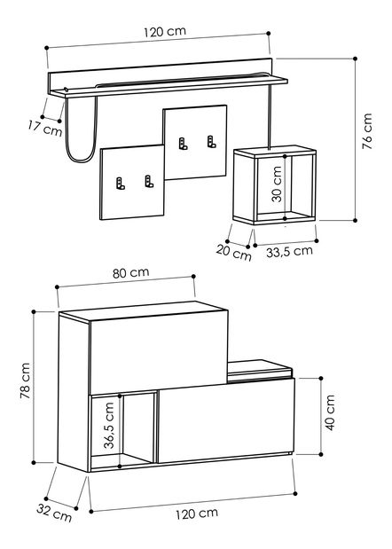 Předsíňová sestava Horton (antracit + dub)