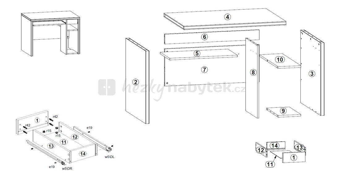 PC stolek BRW CREATIO BIU/110