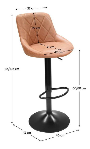 Barová židle Teken (hnědá + černá)
