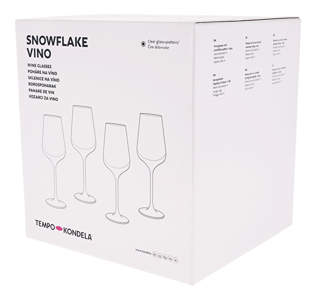 Set 4 ks sklenic na víno s krystaly 450ml Snouflek 