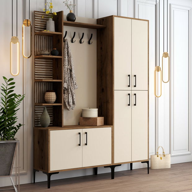 Předsíňová stěna Valery 5 (Ořech + Krémová)