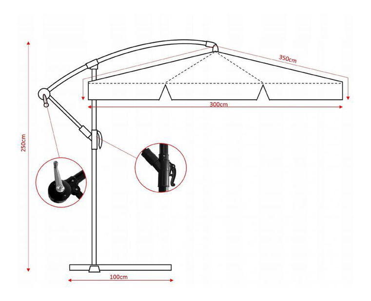 Zahradní slunečník Rona 2 (šedá)