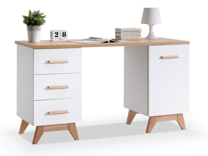 PC stolek Balones BG12 (bílá + dub)