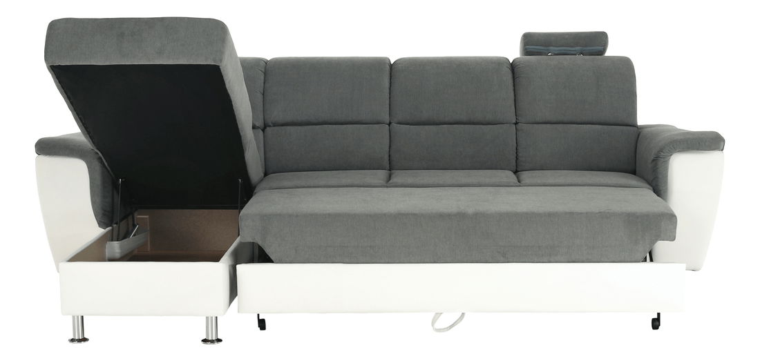 Rohová sedací souprava Stan malá (bílá + šedá) (L)