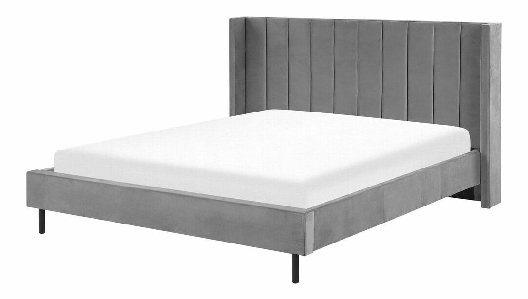 Manželská postel 180 cm VINNETTE (textil) (šedá) (s roštem)