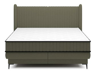 Manželská kontinentální postel 140 cm Dalmo 140 (s roštem) (s úl. prostorem) (zelená + černá)