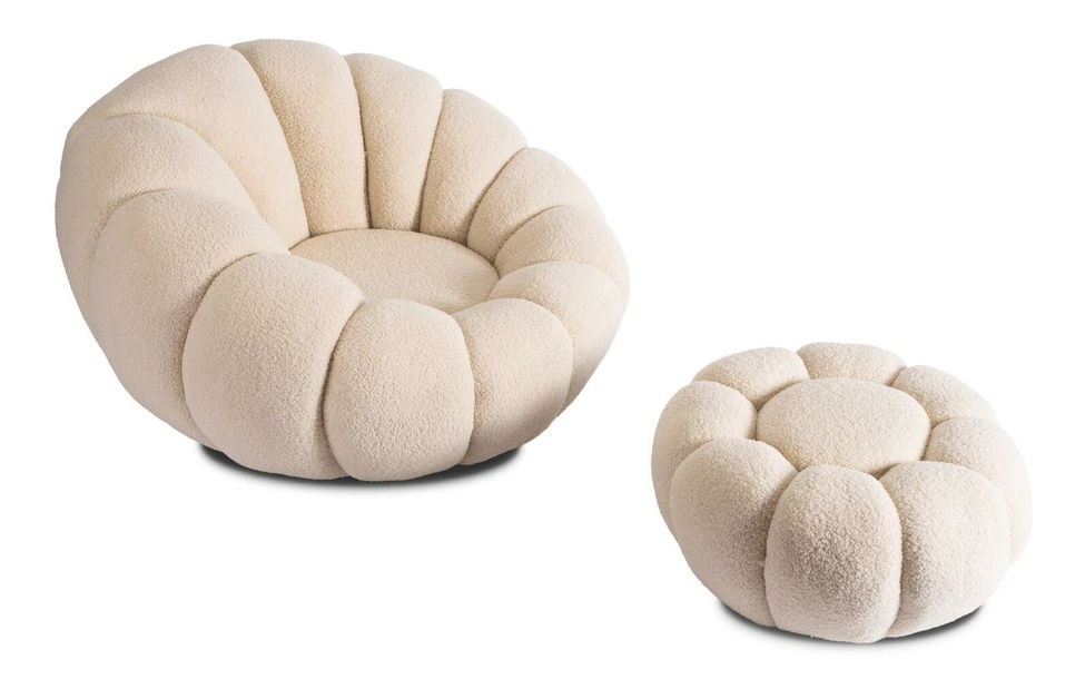 Křeslo Pague (béžová) (s taburetkou)