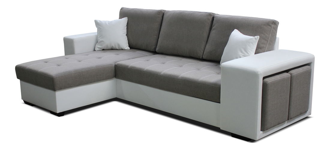 Rohová sedací souprava Thema Lux L+2F (hnědá + bílá) (L)