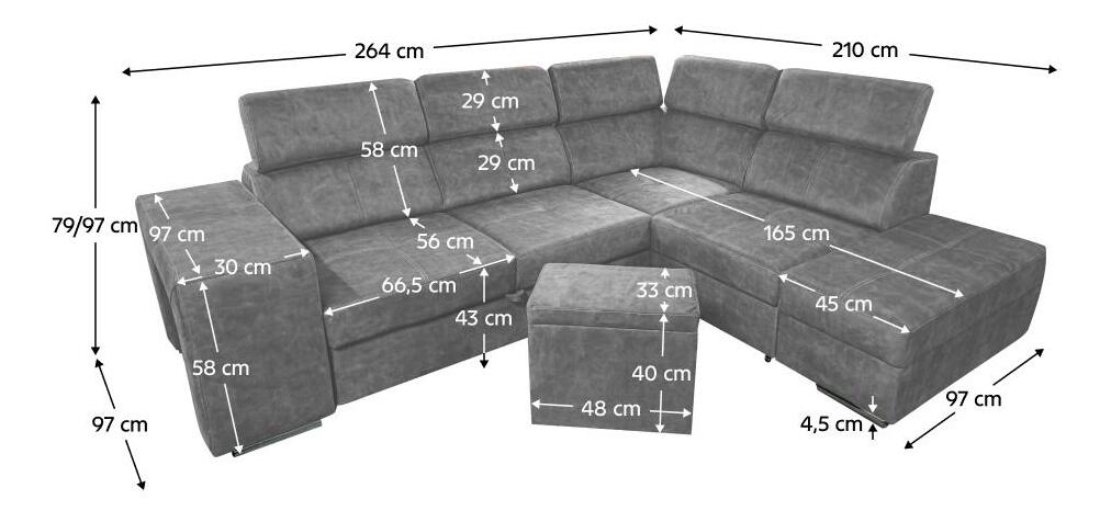 Rohová sedací souprava Maiga (šedá) (P)