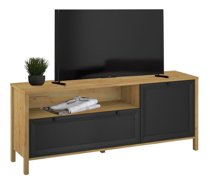TV skříňka Bruselas (dub craft zlatý + černá)