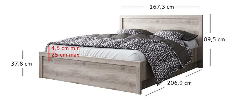 Manželská postel 160 cm Japon (kaštan nairobi) (s roštem) (s úl. prostorem) (s policemi)