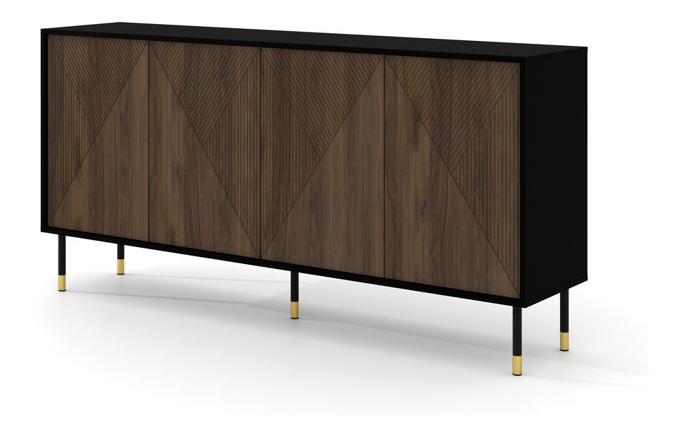 Skříňka IV 4D 180 Wenty (černá + dub catania + zlatá)