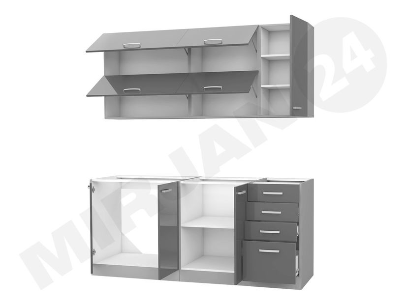 Kuchyně Milo III (šedá + šedý lesk)