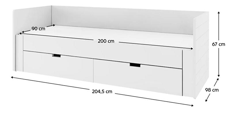 Jednolůžková postel 90 cm Anatomy (bílá) (s roštem)