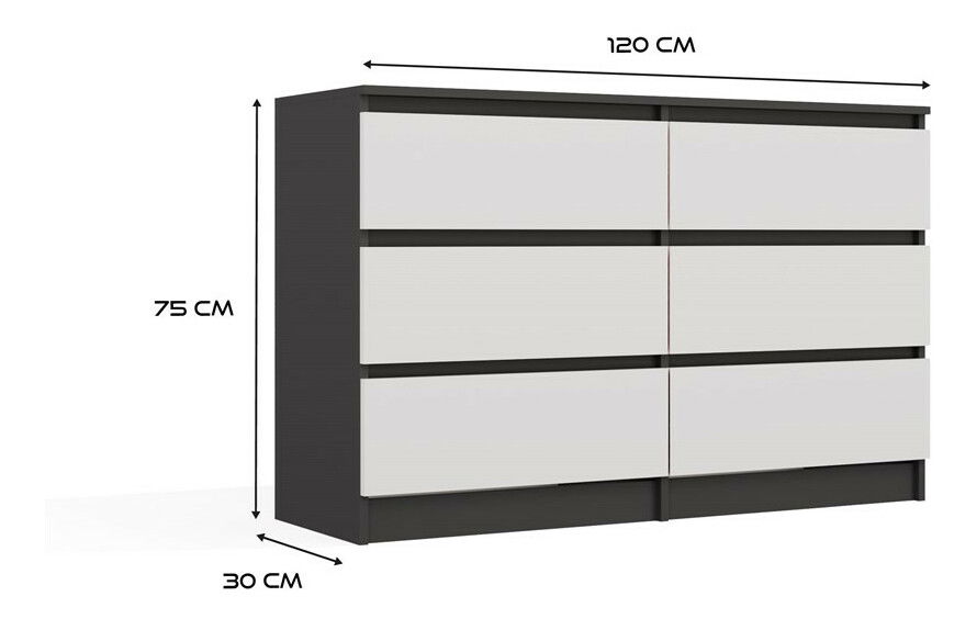 Komoda Musecalo 6 120 (antracit + bílá)