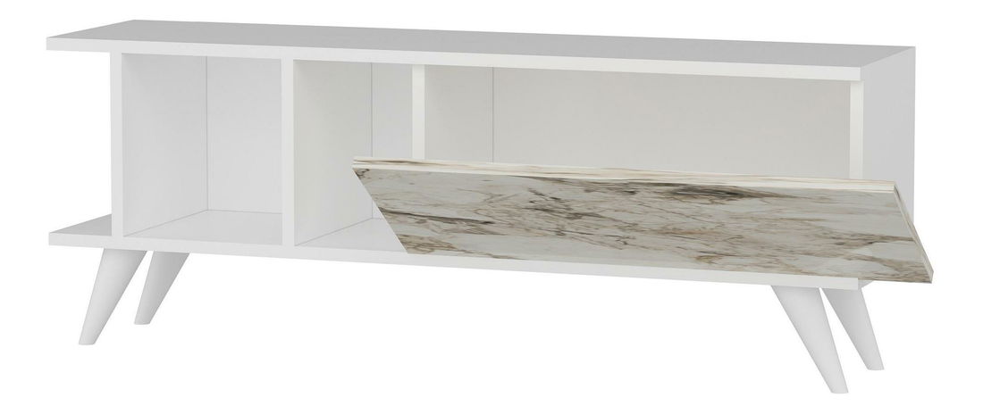 TV stolek/skříňka Tavuki (bílá + mramor)